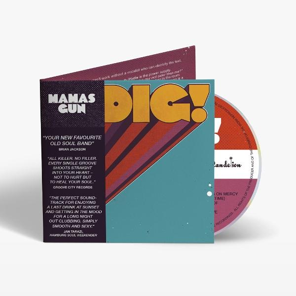CD-Hülle von Mamas Gun mit dem Titel "DIG!", daneben eine CD.