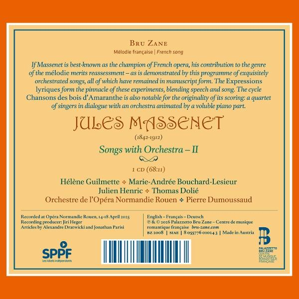 Albumcover für Jules Massenet: Songs with Orchestra II von Bru Zane.