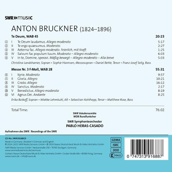 Albumcover für Anton Bruckner mit Titeln und Laufzeiten.