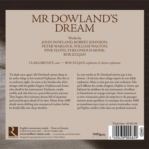 Albumcover mit Titel "Mr Dowland's Dream", Künstlern und Texten.