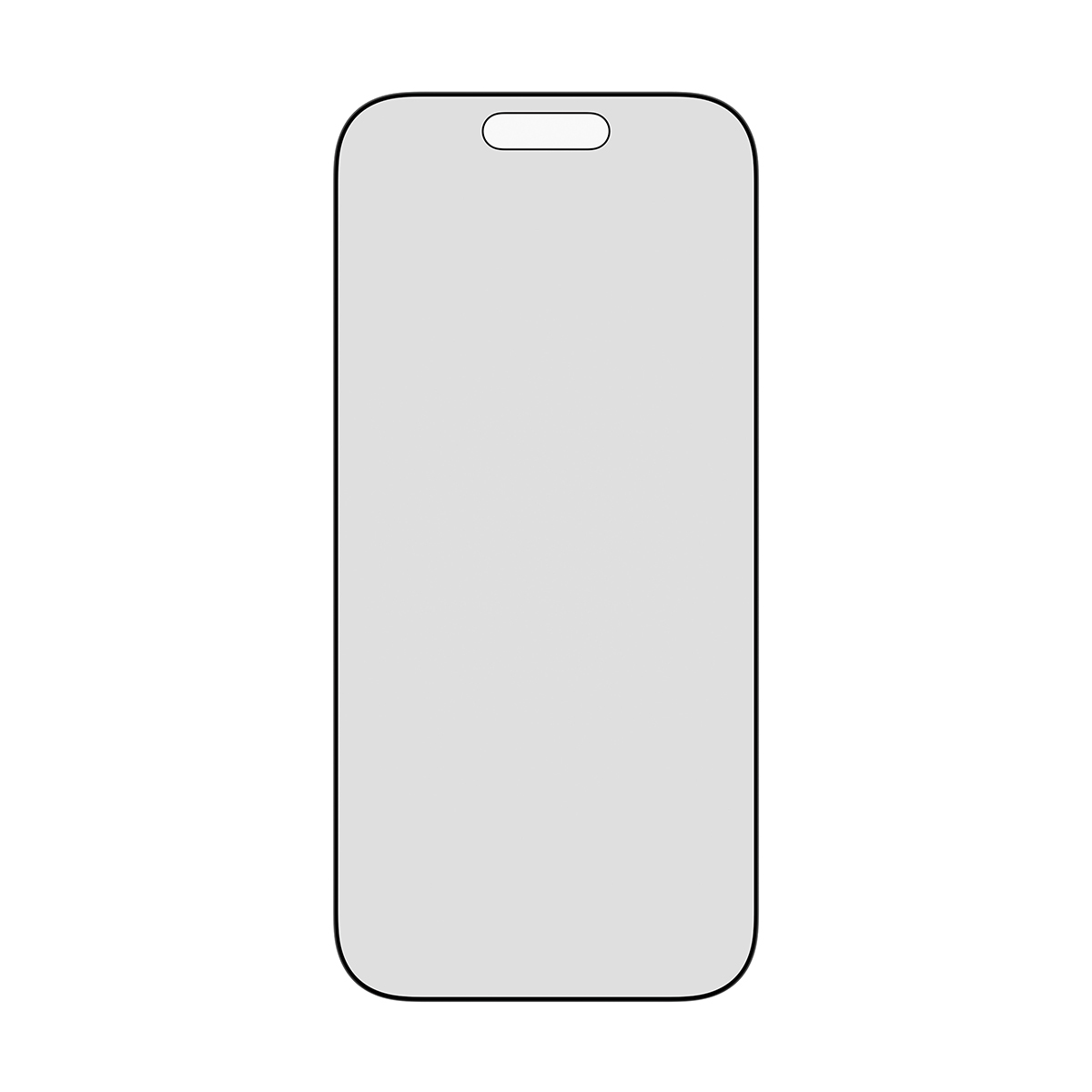 Eine graue Handy-Schutzfolie mit einer Aussparung oben.