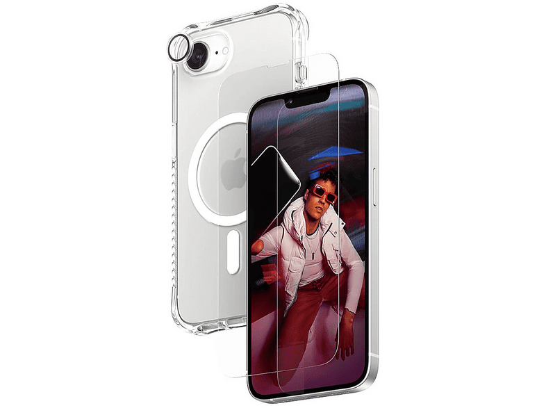 PanzerGlass Care Fashion 3-in-1 Set Backcover, für Apple iPhone 16e, Transparent/Weiß; Schutzhülle, Display- und Kameraschutz — Foto 4 von 5