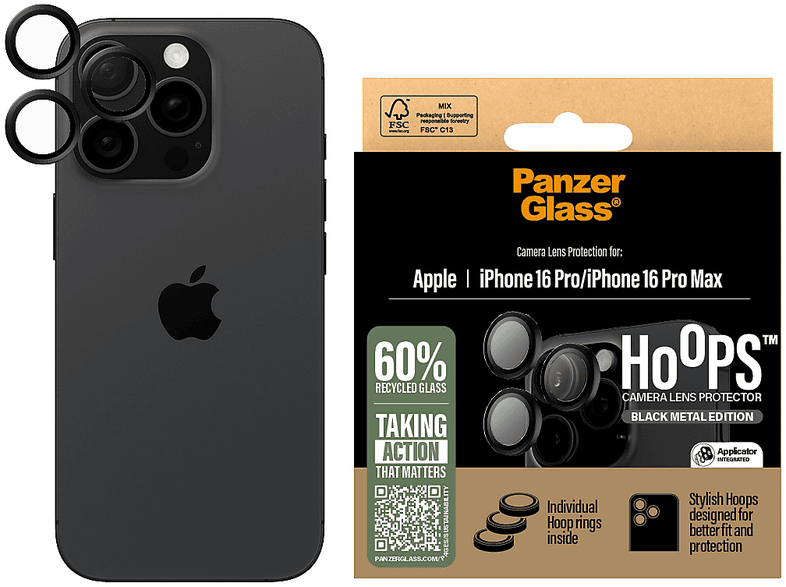 PanzerGlass Hoops Camera Lens Protector, Kamera-Schutzglas, für Apple iPhone 16 Pro/16 Pro Max — Foto 5 von 5