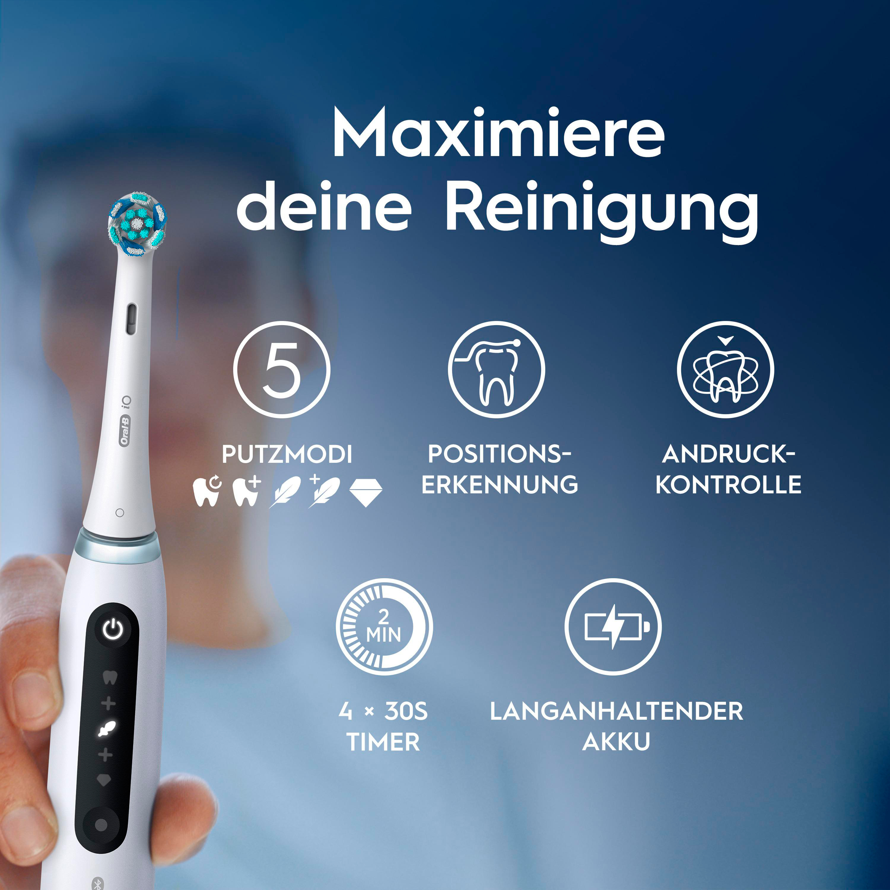Elektrische Zahnbürste ORAL-B iO 5 Elektrische Zahnbürste Quite White,  Reinigungstechnologie: Mikrovibrationen