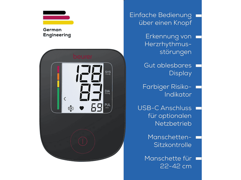 Beurer 610.15 BM 23 Limited Edition Blutdruckmessgerät (Netz-/Batteriebetrieb, Messung am Oberarm, von 22-42 cm) — Foto 2 von 5