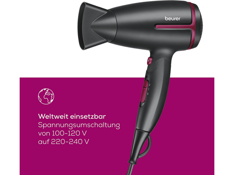 Beurer 107.16 HC 25 Limited Edition Reisehaartrockner Schwarz (1600 Watt) — Foto 2 von 5