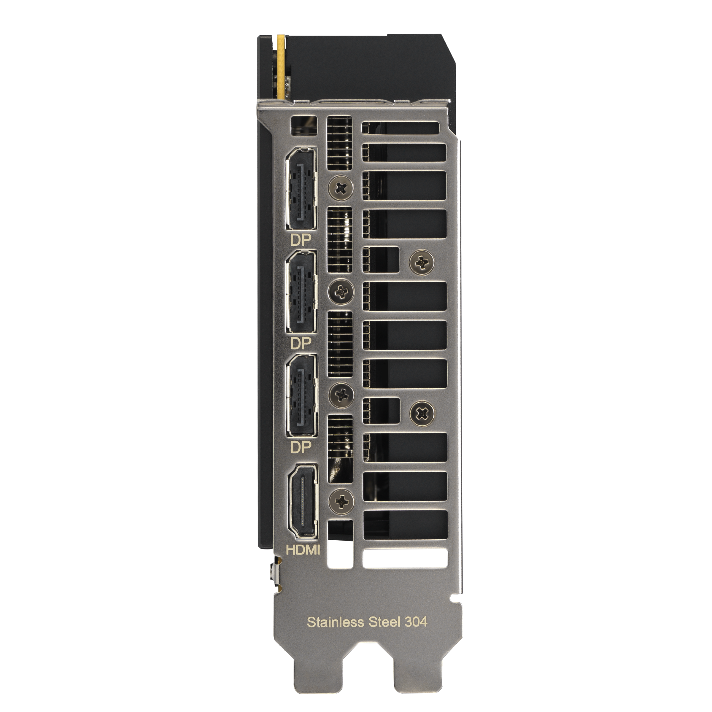 Grafikkarten-Anschlüsse: 3x DisplayPort, 1x HDMI. Edelstahl 304.
