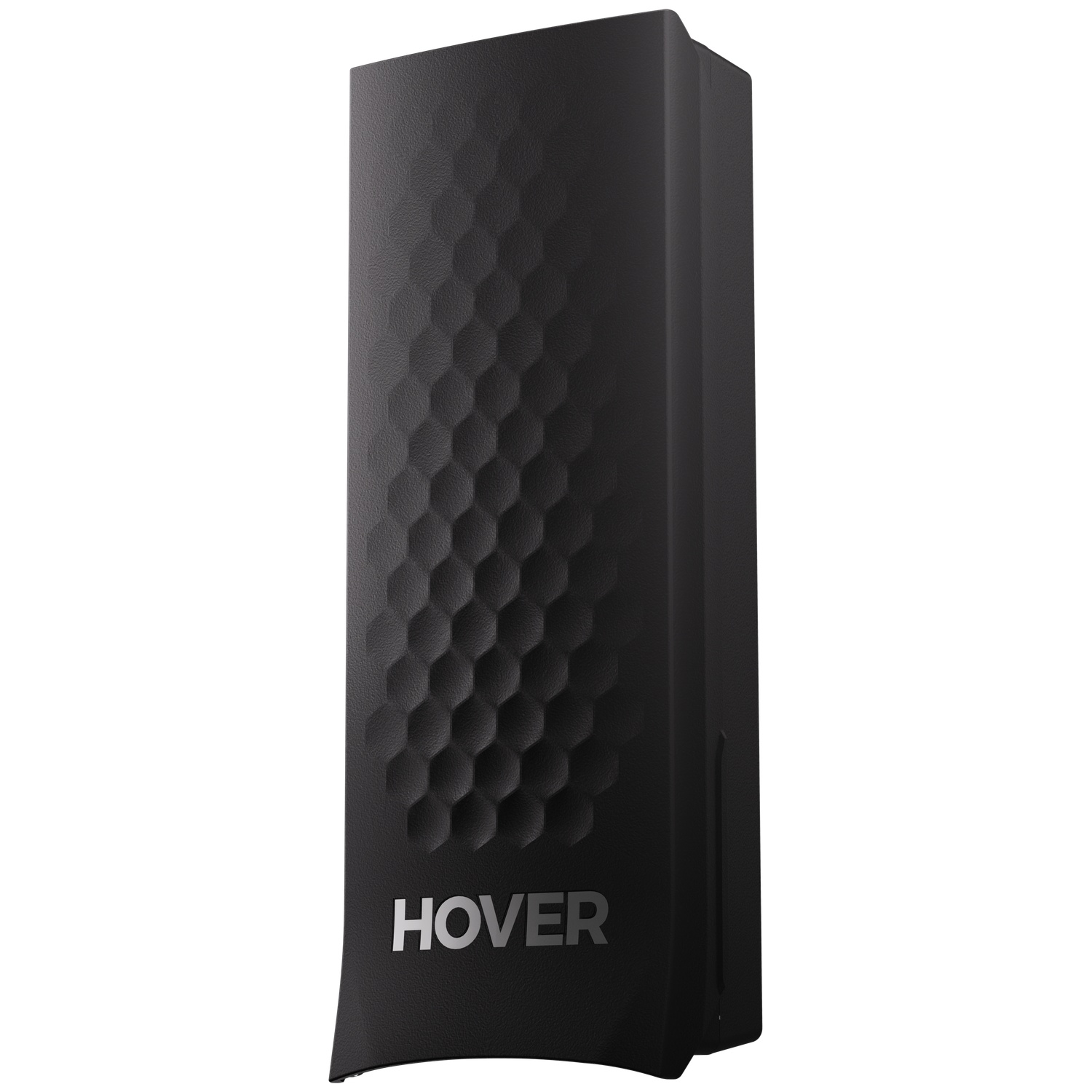 Zwarte batterij met honingraattextuur en Hover-logo.
