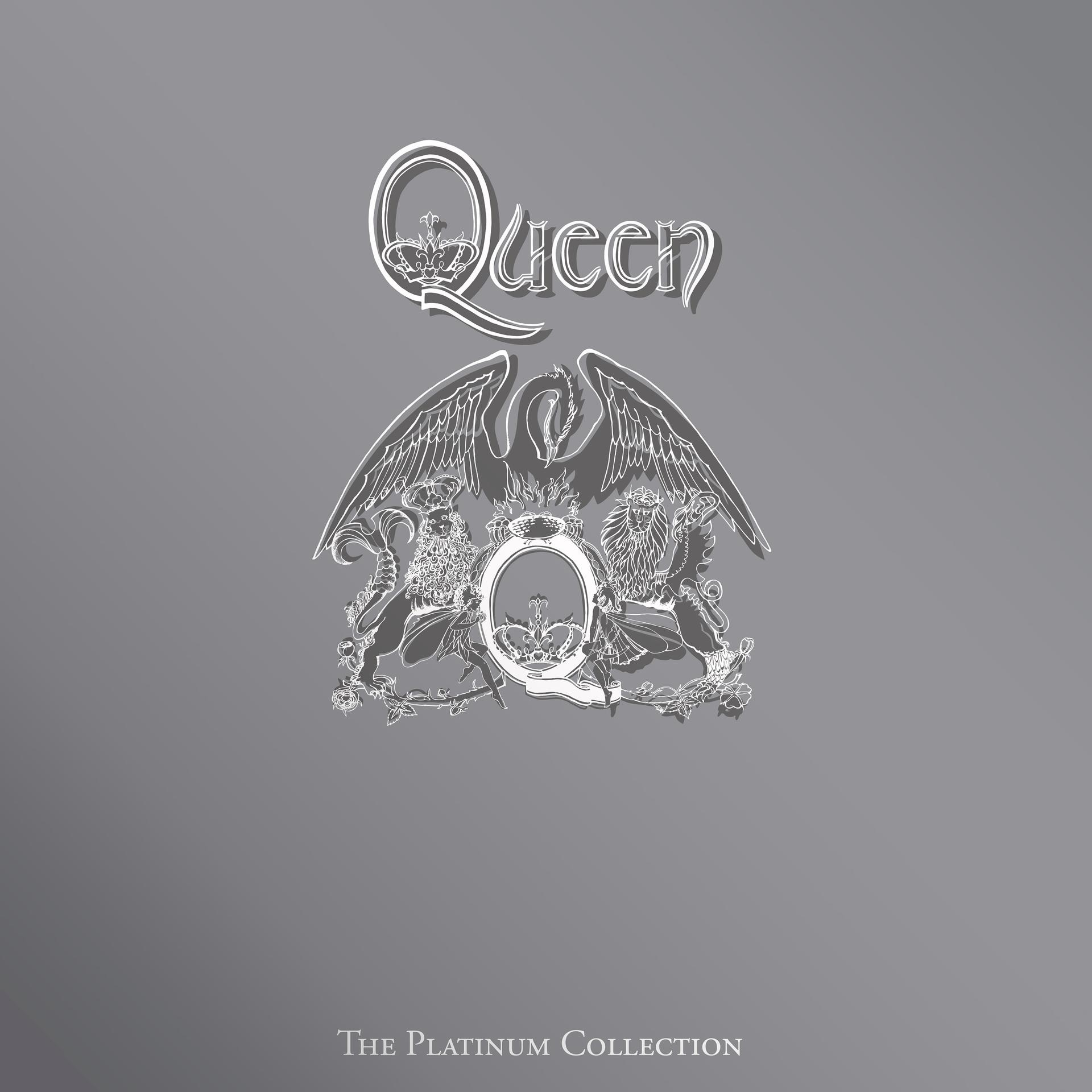 Queen logo and "The Platinum Collection" text on a grey background.
