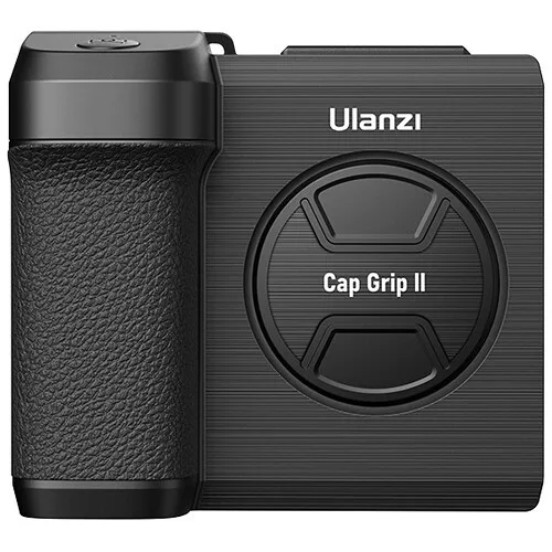 Fekete texturált kamer markolat Ulanzi logóval. "Cap Grip II" felirattal.