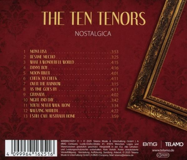 Albumcover mit Titel 'The Ten Tenors Nostalgica' und Titelliste.