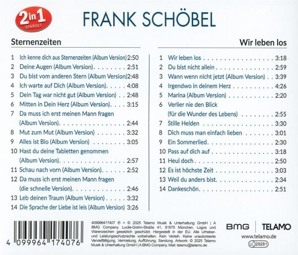 Albumcover mit Songliste von Frank Schöbel, "Sternenzeiten" und "Wir leben los".