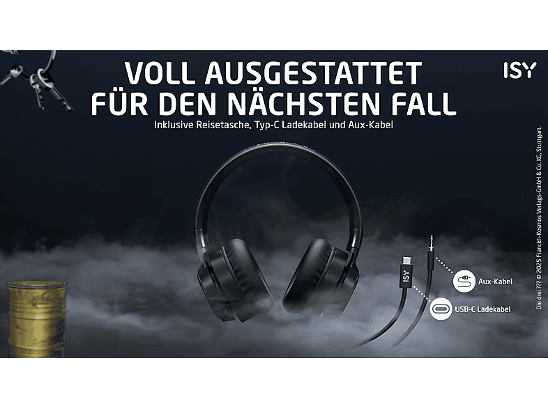 Thumbnail - ISY IBH-2500-DDF Die drei ???, On-ear Kopfhörer Bluetooth Schwarz