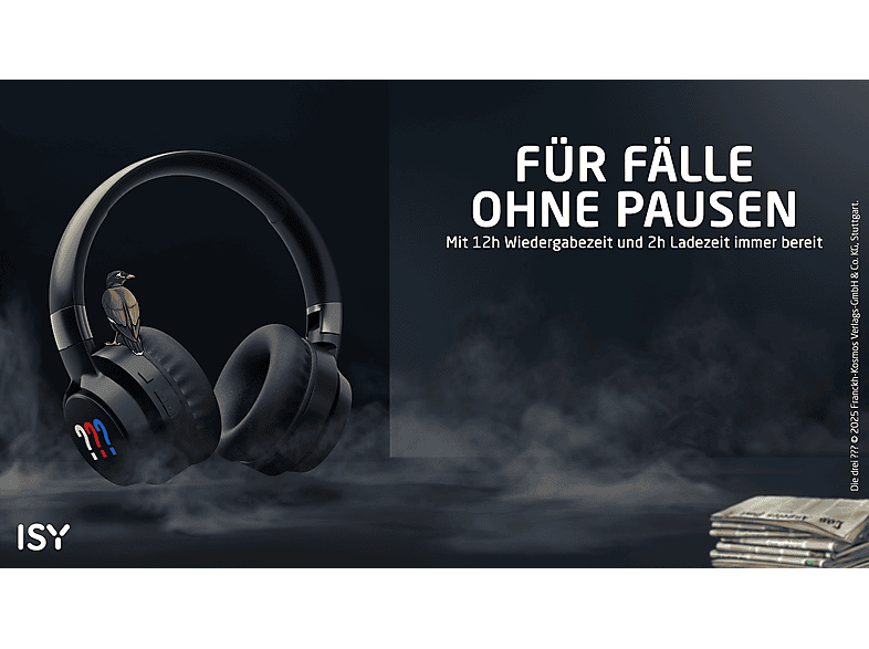 Thumbnail - ISY IBH-2500-DDF Die drei ???, On-ear Kopfhörer Bluetooth Schwarz