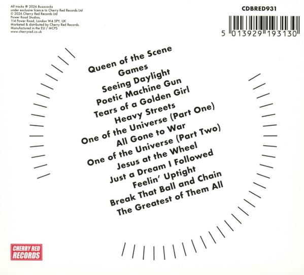 CD-Rückseite mit Songliste und Barcode, links oben Logo.