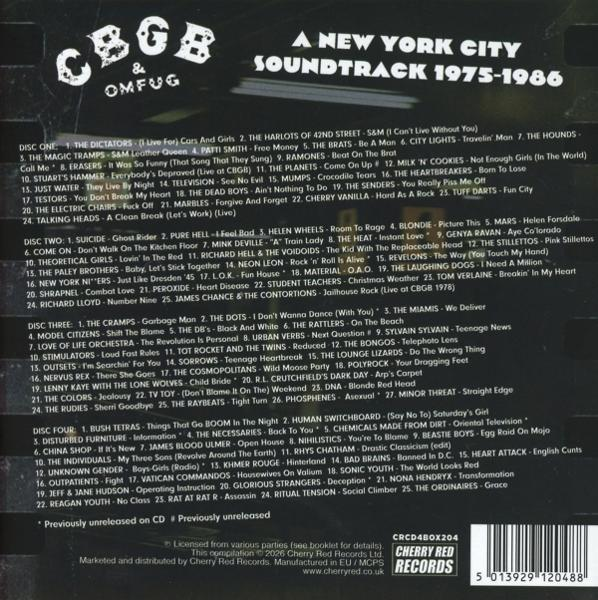 Cover eines Musikalbums mit Songtiteln und Bandnamen auf schwarzem Hintergrund.