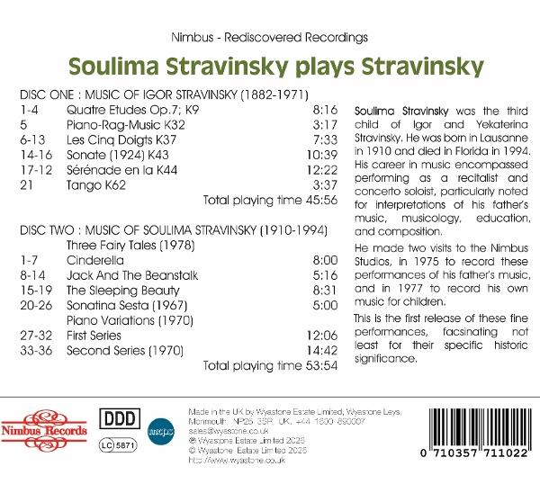 CD-Cover mit Trackliste und biografischen Notizen zu Soulima Stravinsky.