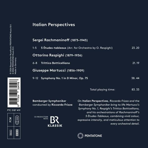 CD-Cover mit Werkverzeichnis: Rachmaninoff, Respighi, Martucci. Bamberger Symphoniker.