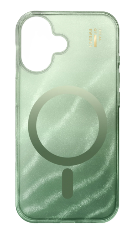 Grüne Handyhülle mit Marmormuster und magnetischem Ring.