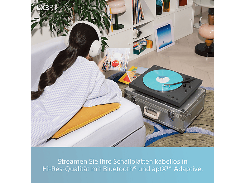 Sony PS-LX3BT, kabelloser Bluetooth-Plattenspieler mit vollautomatischer Wiedergabe, Hi-Res Audio Wireless, Riemenantrieb, integriertem Phono-Vorverstärker — Foto 3 von 5