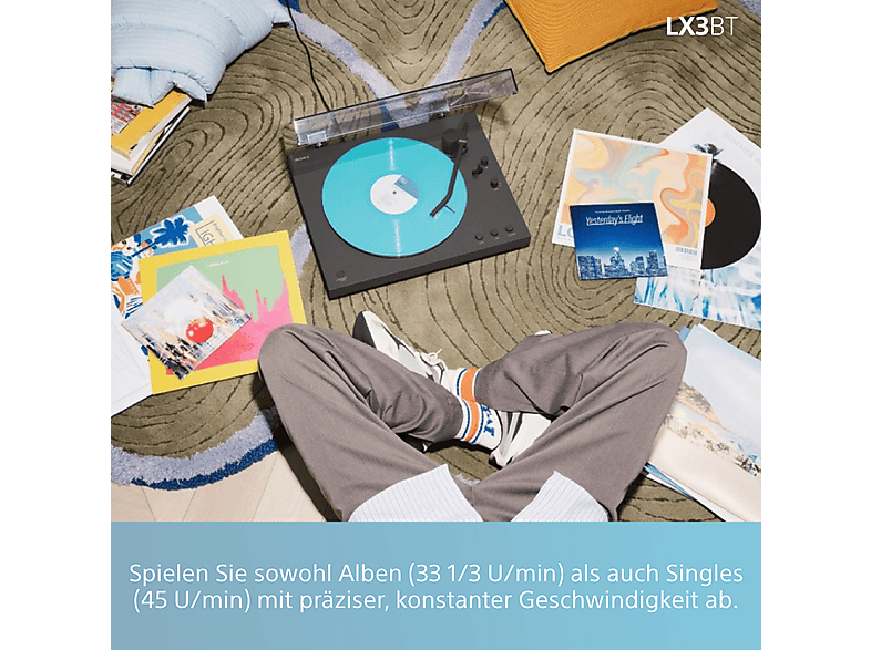 Sony PS-LX3BT, kabelloser Bluetooth-Plattenspieler mit vollautomatischer Wiedergabe, Hi-Res Audio Wireless, Riemenantrieb, integriertem Phono-Vorverstärker — Foto 5 von 5