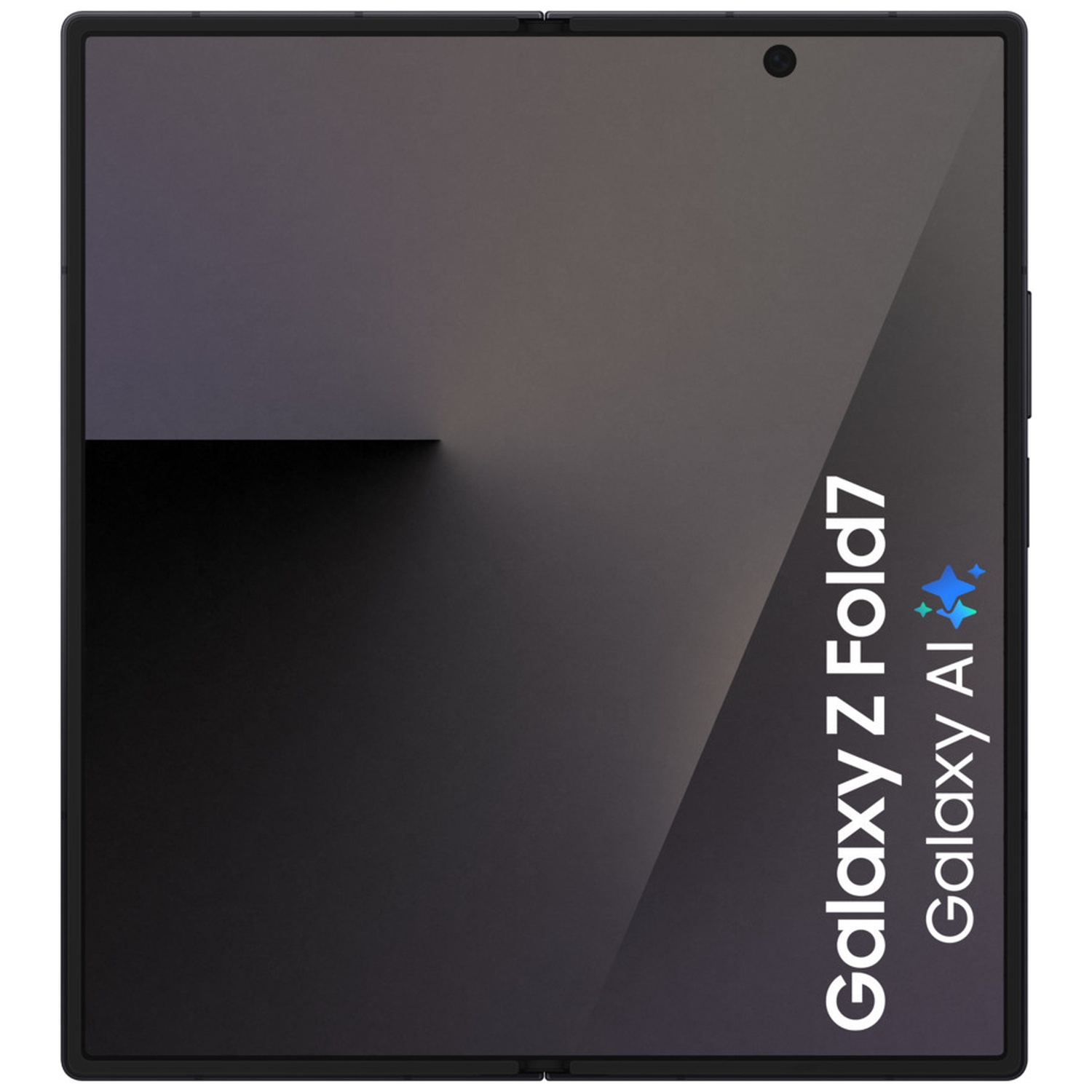 An open Galaxy Z Fold7 smartphone displaying 'Galaxy AI' text.