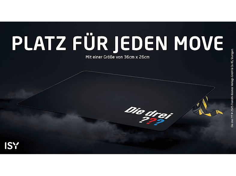 Thumbnail - ISY IMP-8003 Die drei ??? 36x26 cm Mauspad, Schwarz