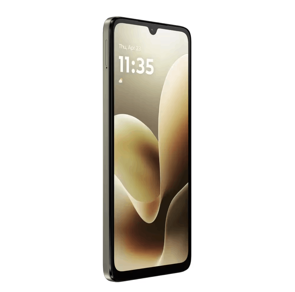 Un teléfono inteligente gris claro muestra las 11:35 en su pantalla de bloqueo.
