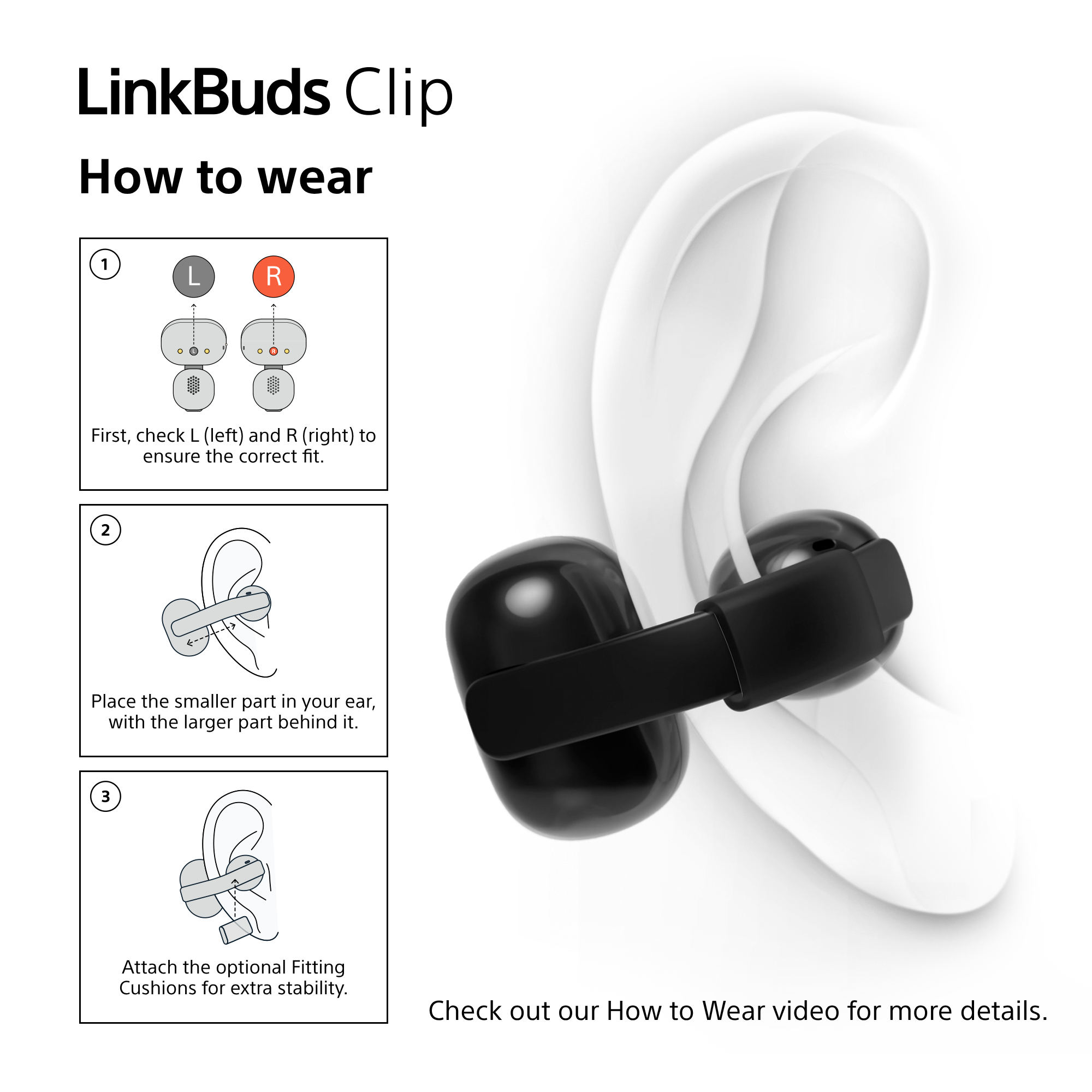 SONY LinkBuds Clip, Bluetooth Open-Ear Kopfhörer, Schwarz | MediaMarkt