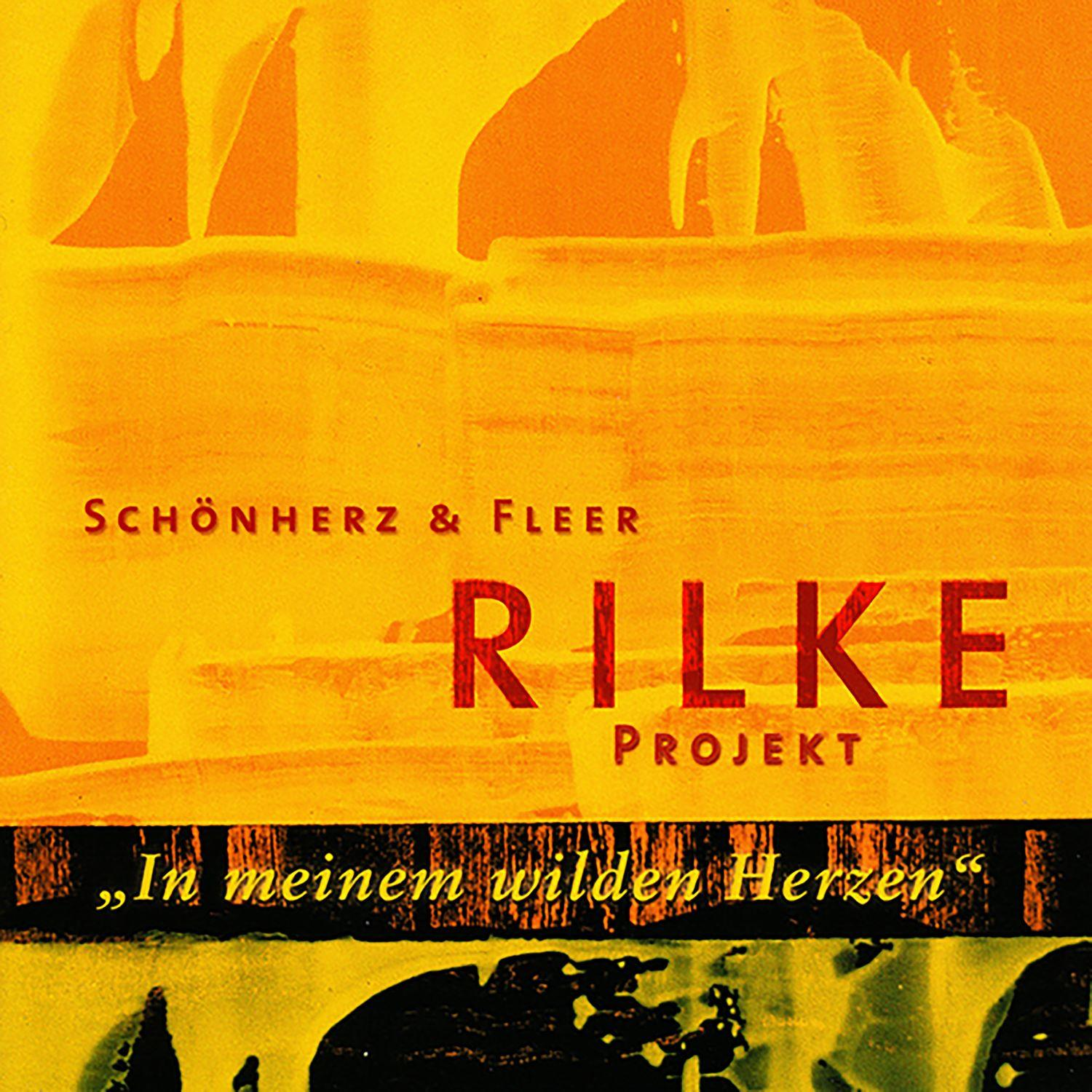 Abstrakter gelber Hintergrund mit rotem Text RILKE PROJEKT