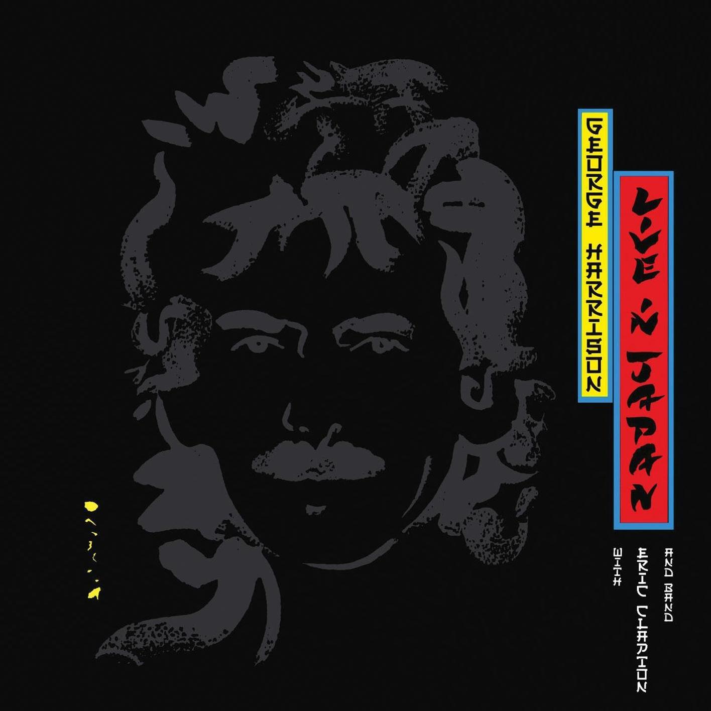 George Harrison Live in Japan Album Cover mit Porträt und Bandnamen.