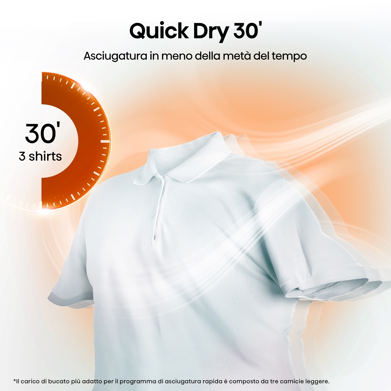 Una camicia bianca che si asciuga rapidamente in 30 minuti per 3 camicie.