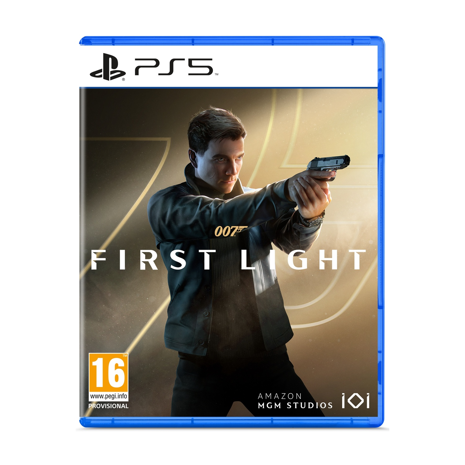 Un uomo con una pistola, testo "007 FIRST LIGHT" sulla copertina.