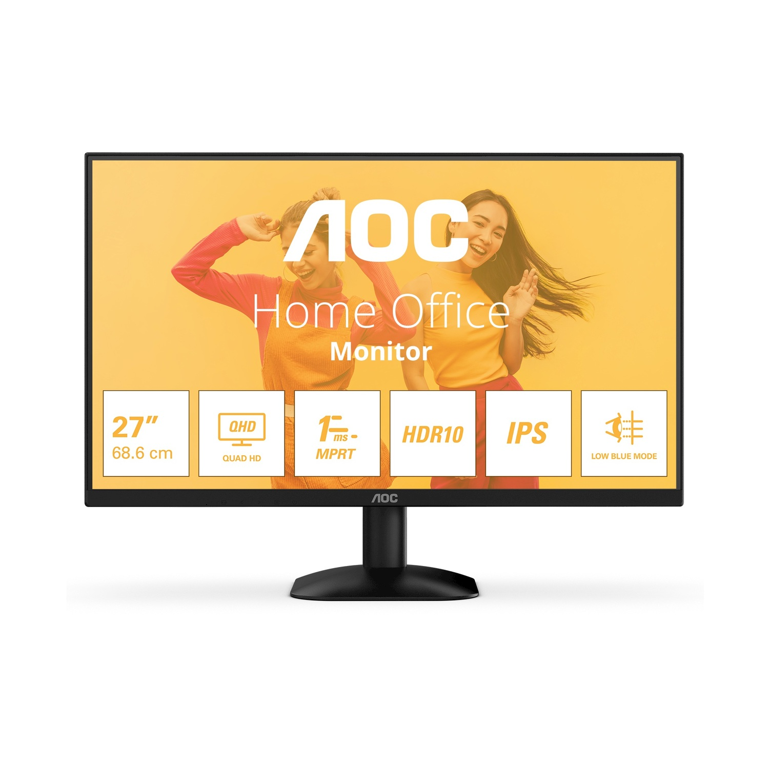 AOC Q27B35E Monitor, 27", Qhd, 2560 x 1440 Pixel, tempo di risposta 4 ms, refresh rate 75 Hz