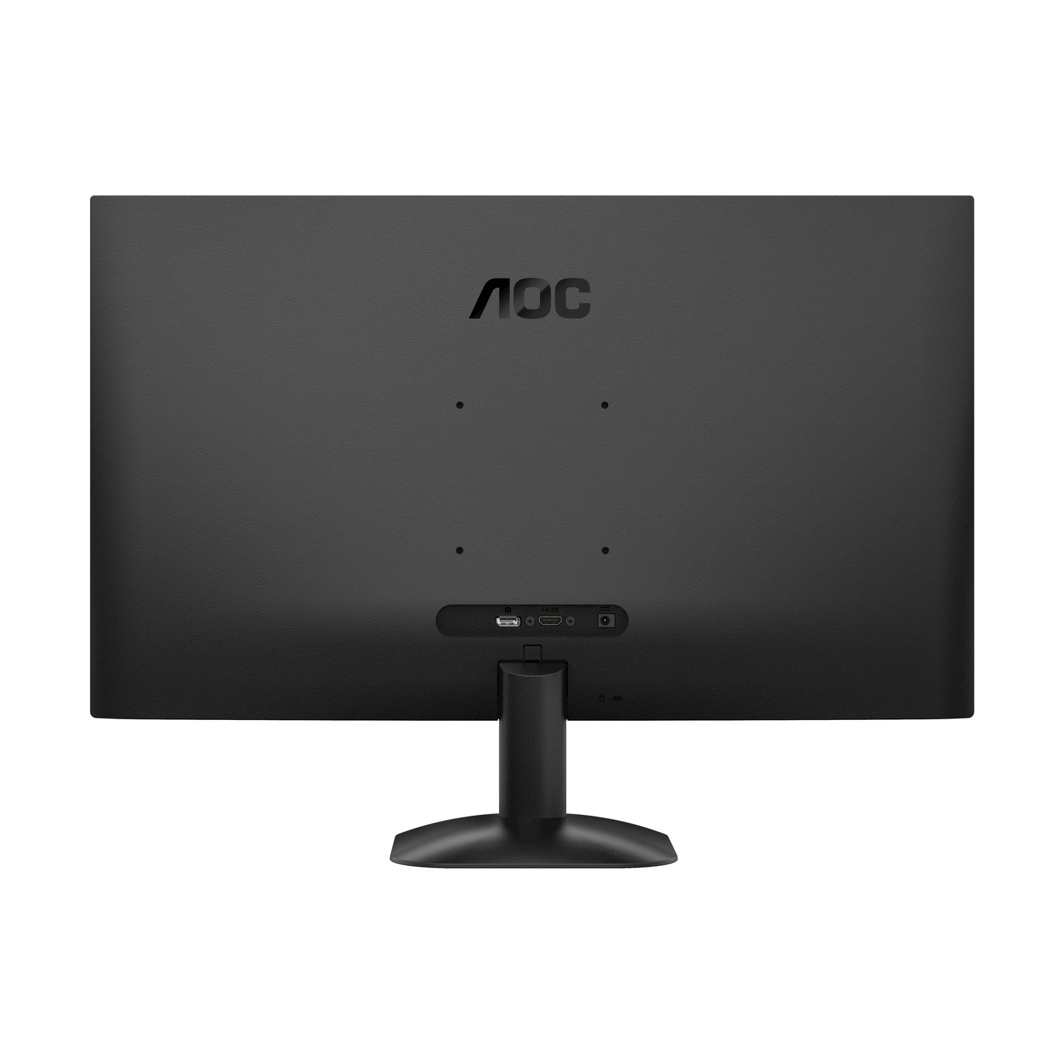 Retro di un monitor AOC nero con porte e supporto.