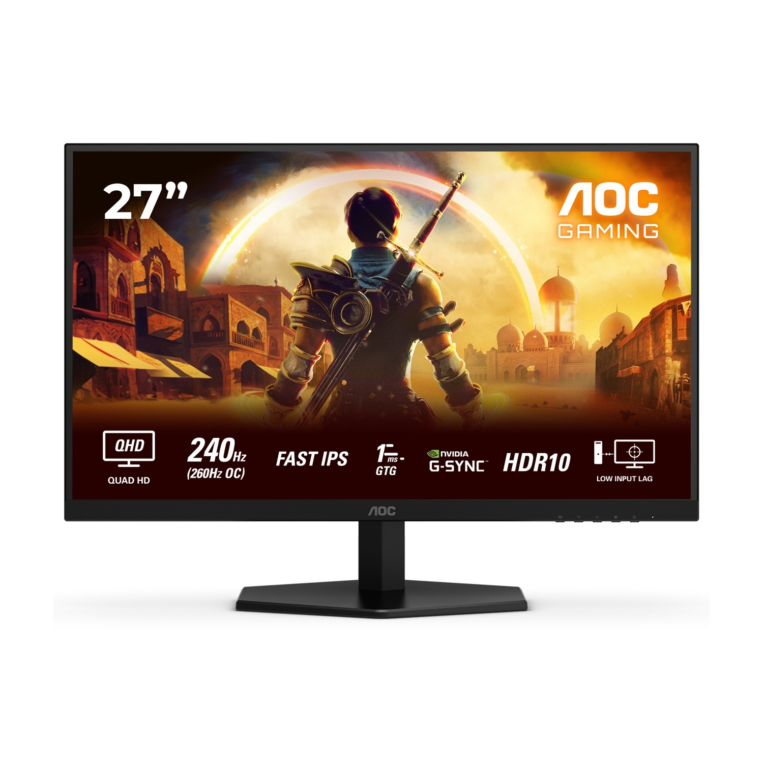AOC Q27G42Ze Monitor Gaming, 27", Qhd, 2560 x 1440 Pixel, tempo di risposta 0,3 ms, refresh rate 260 Hz