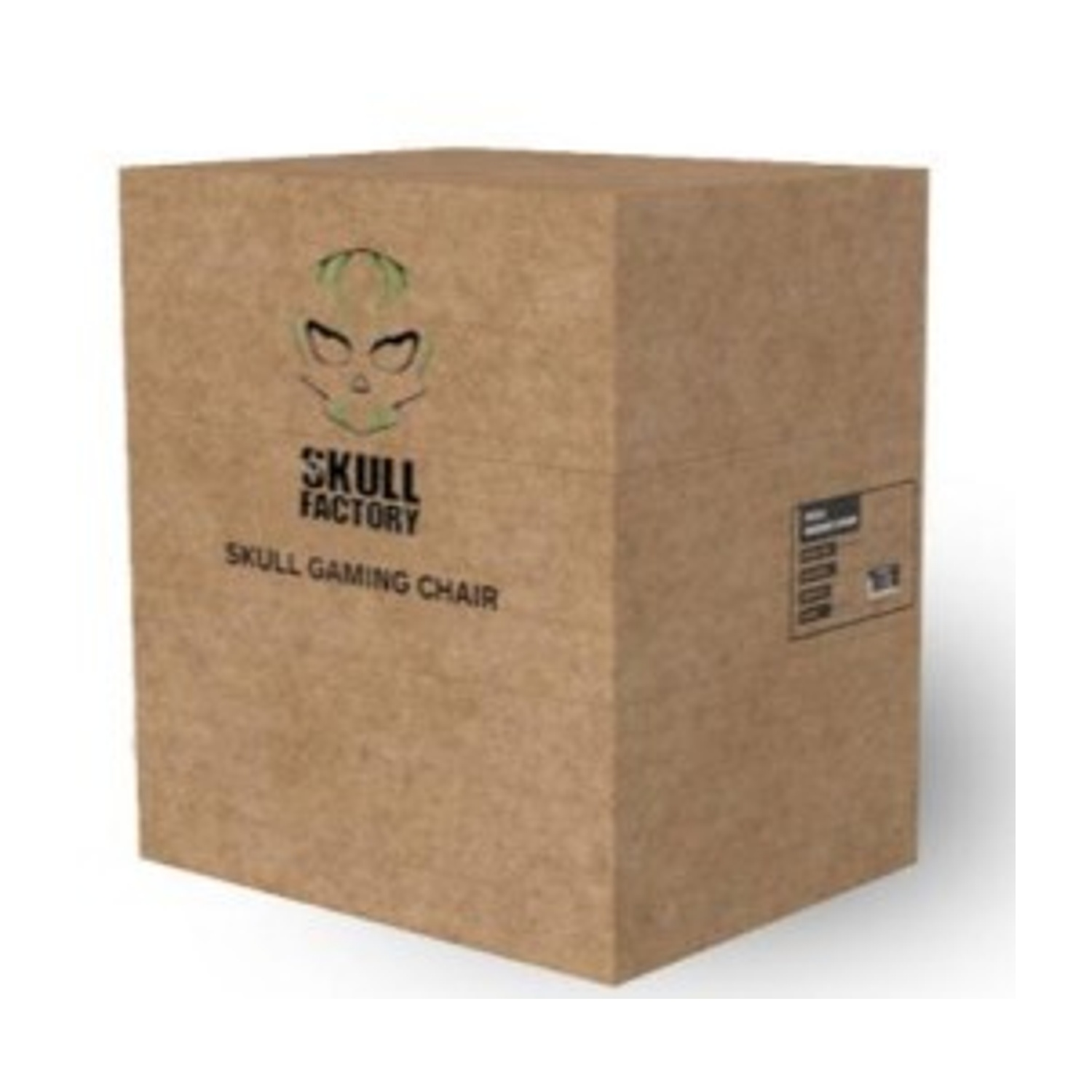 Una scatola di cartone marrone con il logo Skull Factory
