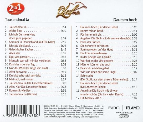 CD-Cover mit Songlisten für 'Tausendmal Ja' und 'Daumen hoch'.