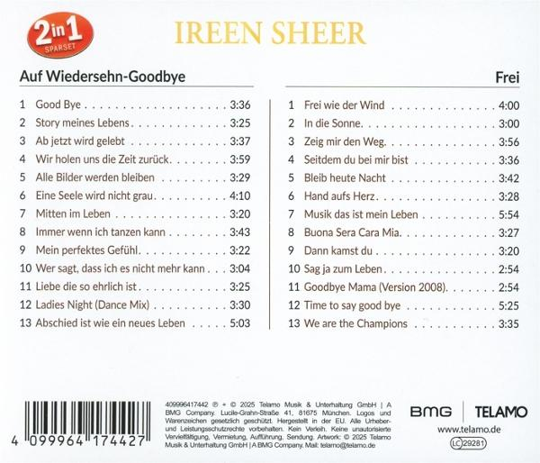 CD-Cover mit Songliste: Ireen Sheer, Auf Wiedersehen-Goodbye und Frei.