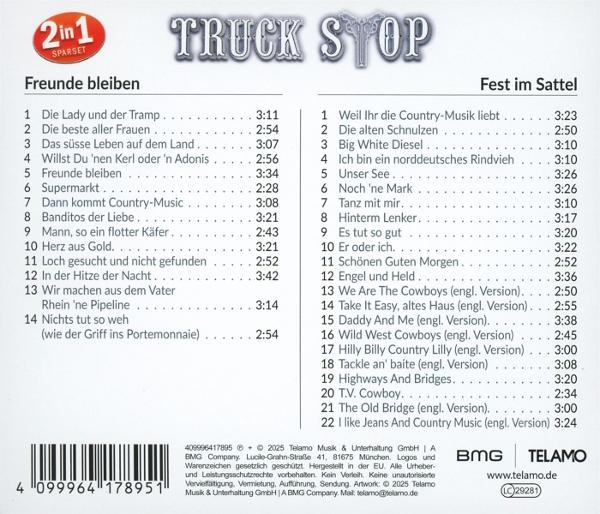 CD-Rückseite mit Titellisten für 'Freunde bleiben' und 'Fest im Sattel'.