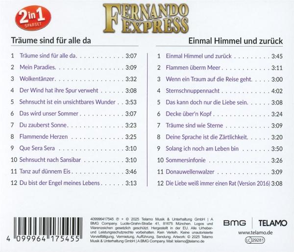 CD-Cover mit Songtitellisten für 'Träume sind für alle da' und 'Einmal Himmel und zurück'.