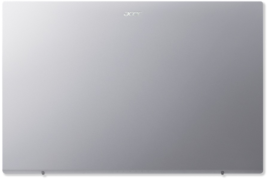 Egy zárt, ezüst Acer laptop felső része, középen Acer logóval.