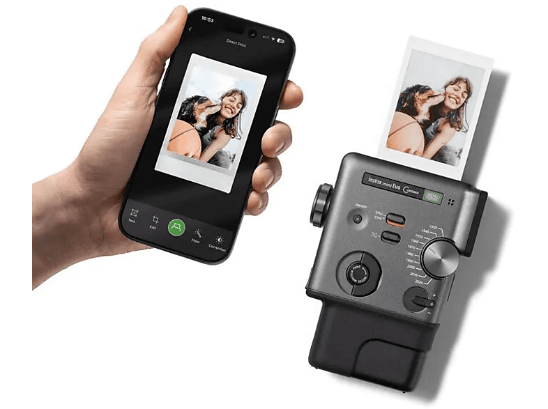Fujifilm Instax Mini Evo Cinema Hybrid-Sofortbildkamera, Schwarz — Foto 2 von 5