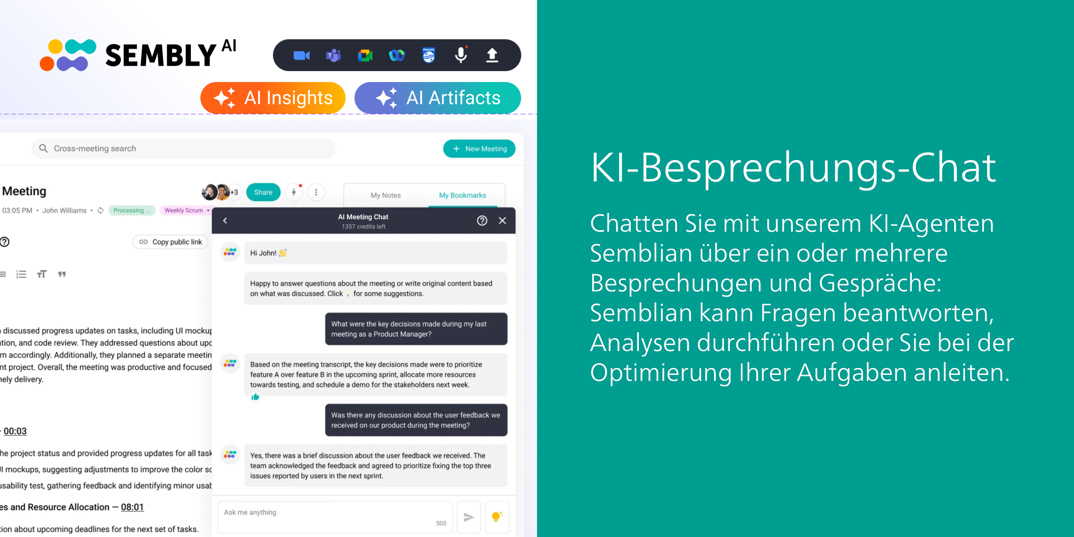 Screenshot einer Benutzeroberfläche mit KI-Chatbot-Interaktion und Text auf Deutsch.