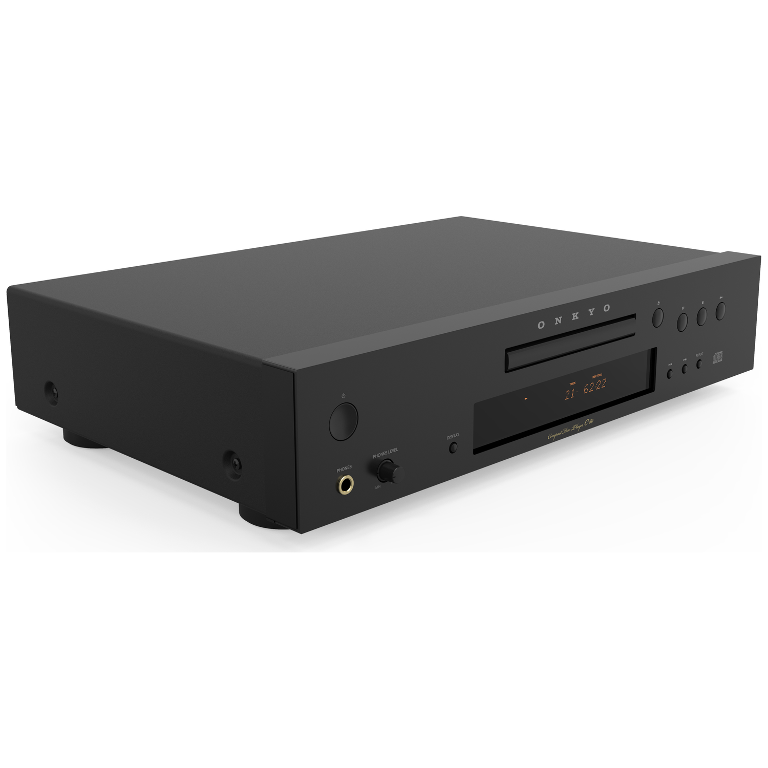 Black Onkyo CD player with front panel controls and display.