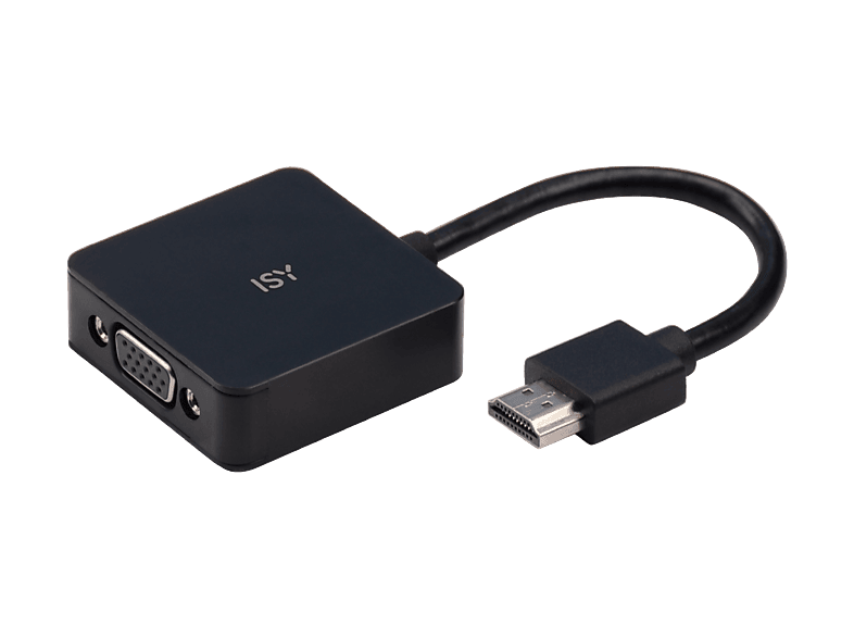 Adaptador cable - ISY IAD-1007, Plug & Play, HDMI a VGA, Resolución 1920 x 1080 pixeles, Negro