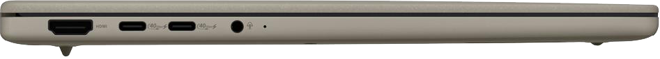 Szürke laptop ház HDMI, USB-C és fejhallgató portokkal.