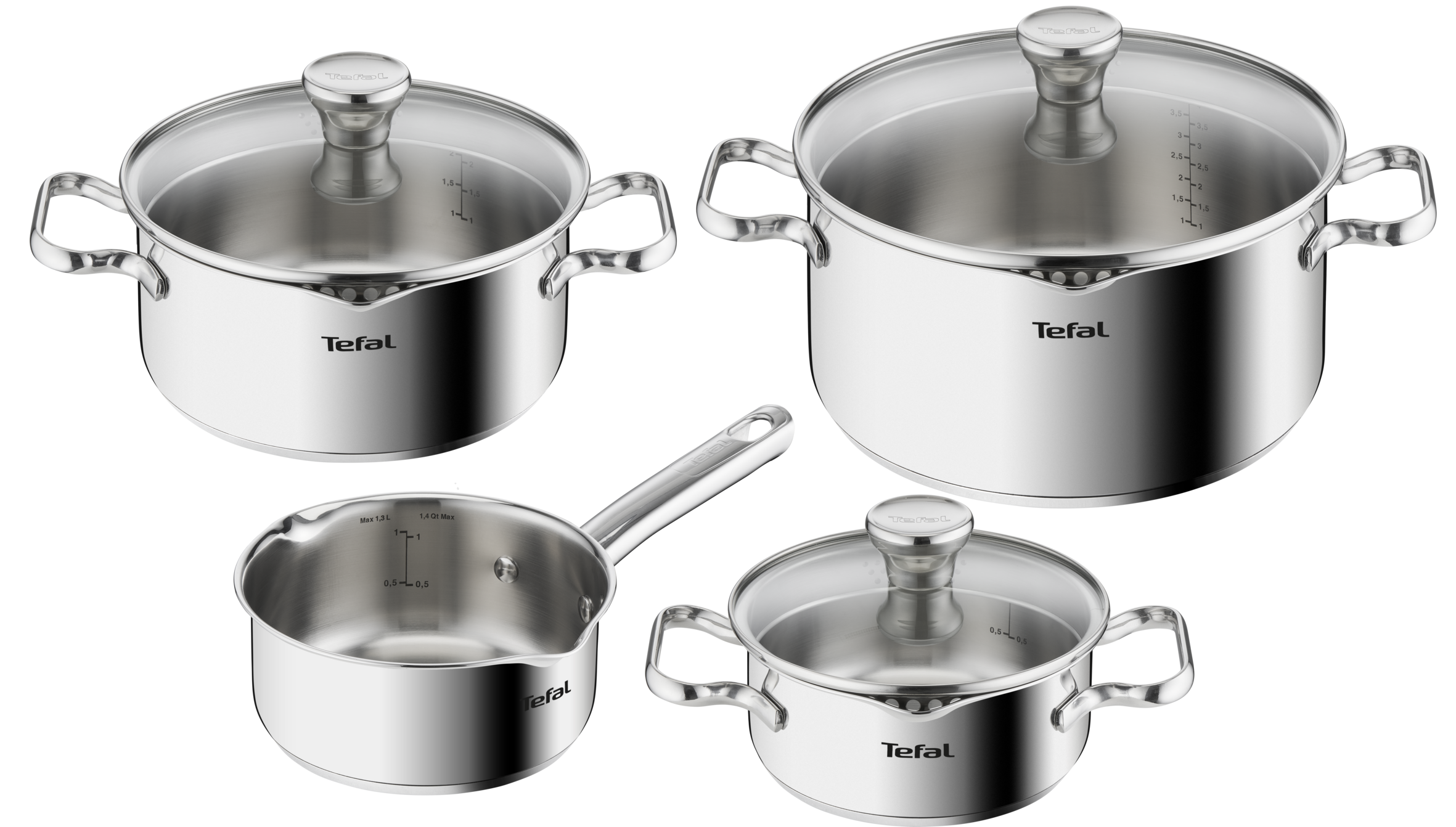 TEFAL DUETTO 7 (edények 16/20/24 CM + fedő, nyeles lábas 16 CM) A705A835