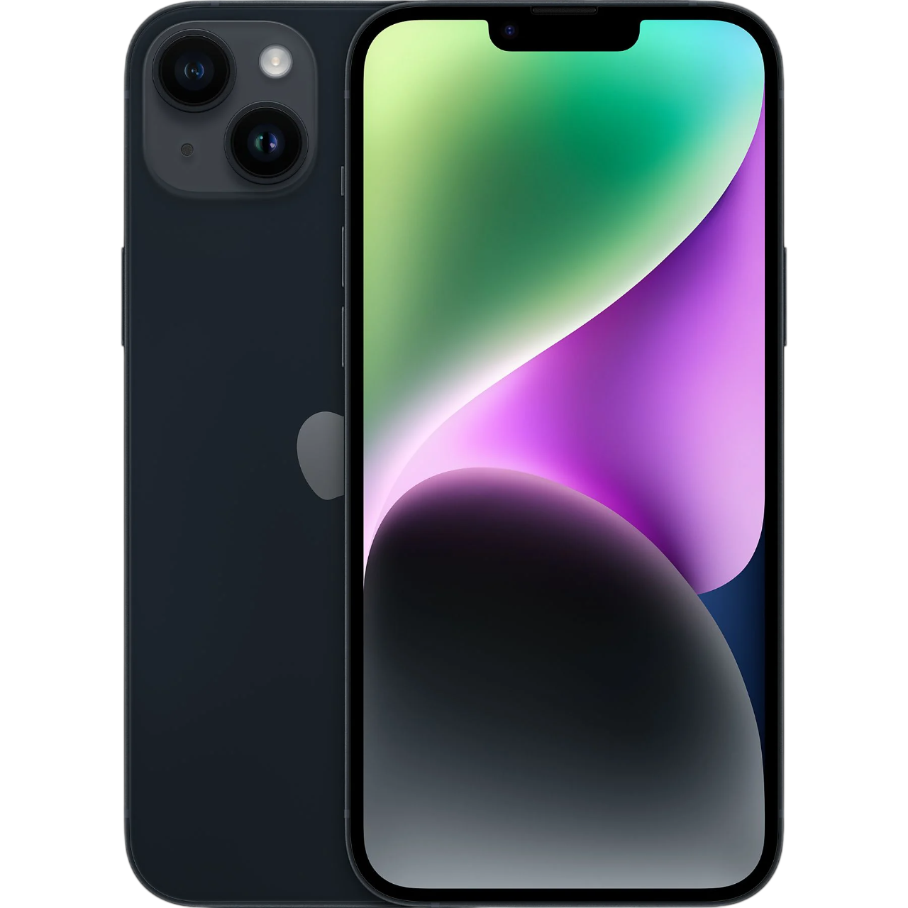 Arkada çift kamerası ve renkli ekranı olan lacivert iPhone.