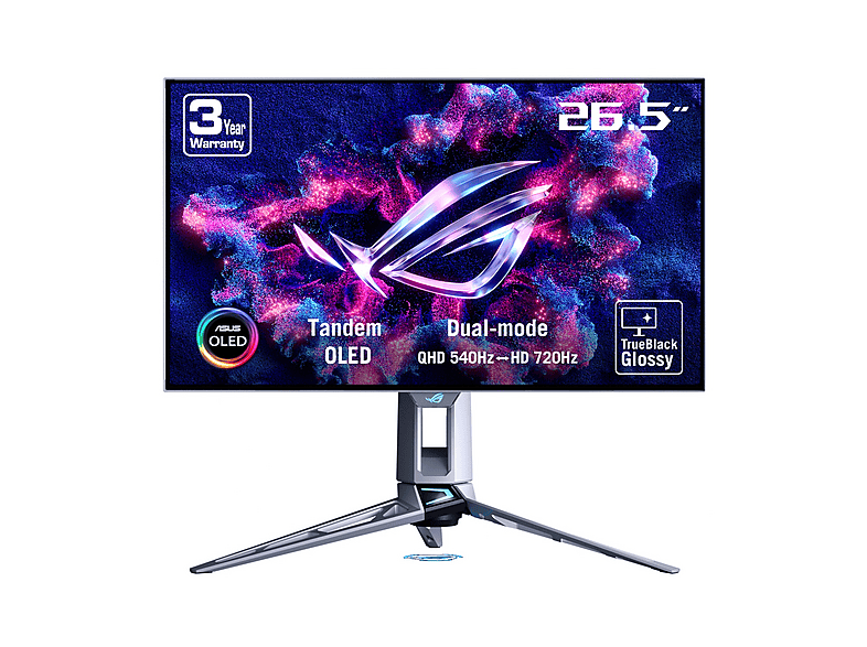 ASUS ROG SWIFT OLED PG27AQWP-W Monitor Gaming, 27 ", QHD, 2560 x 1440 Pixel, tempo di risposta 0,02 ms, refresh rate 540 Hz